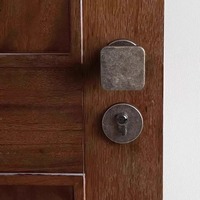 Poignée de porte en bois vieilli de style américain ultra-minimaliste, carrée, silencieuse, magnétique, pour chambre à coucher, type split