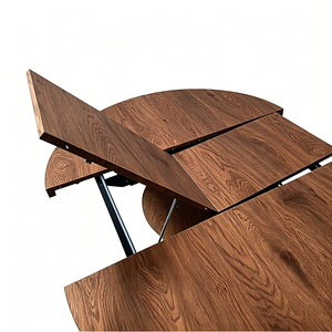 <span class=keywords><strong>Table</strong></span> à manger extensible de 57 à 63 pouces pour 4 à 6 personnes, <span class=keywords><strong>table</strong></span> à dîner ovale moderne pour cuisine avec feuilles papillon, <span class=keywords><strong>table</strong></span> en MDF gain de place en noyer - Product Image 4