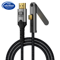 Câble USB-C vers HDMI 16K60Hz 2M Type C vers HDTV 16K Ultra HD en PVC tressé avec support de téléphone réglable