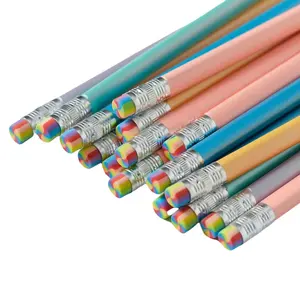 Ins Schreibwaren individuelles Logo Hb Perlenfarbe Bleistift mit Regenbogen-Räufer niedliche Bleistifte zu Geburtstagsgeschenk