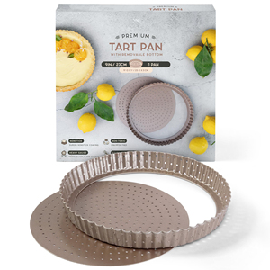 OKAY <span class=keywords><strong>Moule</strong></span> à <span class=keywords><strong>tarte</strong></span> antiadhésif de 10 pouces avec fond amovible |   <span class=keywords><strong>Moule</strong></span> à <span class=keywords><strong>tarte</strong></span> ou quiche <span class=keywords><strong>cannelé</strong></span> en acier au carbone, non toxique, sans PFOA ni BPA, écologique - Product Image 1