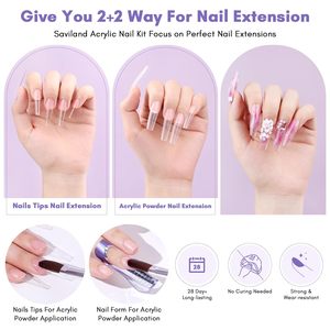 ชุดทำเล็บอะคริลิค <span class=keywords><strong>SAVILAND</strong></span> พร้อมเครื่องเจียร 15 กรัม ผงอะคริลิคสีขาว/ชมพู/ใส น้ำยาอะคริลิค 100 แบบ ฟอร์มต่อเล็บ เจลท็อปโค้ท อุปกรณ์ต่อเล็บ - Product Image 2