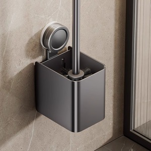 Support mural pour brosse de toilette, rectangulaire, gris poudre, minimaliste, facile à nettoyer, outil de nettoyage de salle de bain - Product Image 1