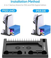 Support de rangement à fonction universelle pour jeu avec socle de ventilateur de refroidissement pour manette PS5