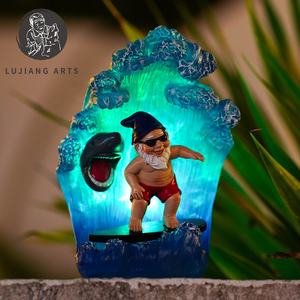 7.4 بوصة مصباح شمسي تمثال الجنم التزلج الراتنج النحت الحديقة ديكور مصباح شمسي تمثال الجنم هدية حديقة - Product Image 2