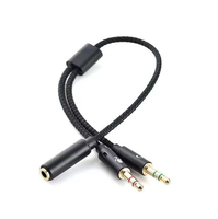 Adaptateur audio 3,5 mm deux-en-un en cuivre pour écouteurs de téléphone portable et micro, et pour casque d'ordinateur (un vers deux)