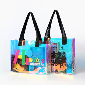Bolsa de compras de playa de PVC de gran capacidad con logotipo personalizado con mango de nailon holográfico Precio de diseño láser cuadrado - Product Image 4
