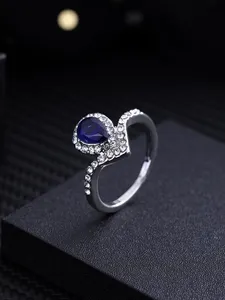 Bijoux Européen magnifique mode vent zircon bleu diamant personnalité décontracté dames anneau