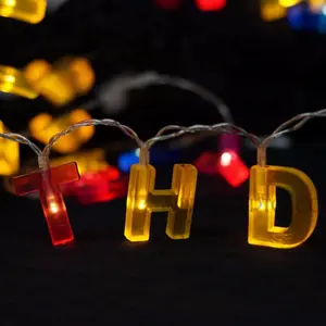 七彩字母形灯生日快乐LED串灯电池供电生日装饰派对礼品套装