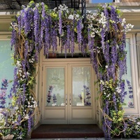 Fleurs artificielles en plastique, guirlandes de glycine violette pour plafond, jardin, cour extérieure, pratiques