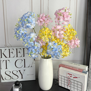 Arrangement de fleurs artificielles en soie Jinxi, hydrangeas, pour mariage, décoration intérieure, rose, jaune, bleu, aspect réaliste. - Product Image 1
