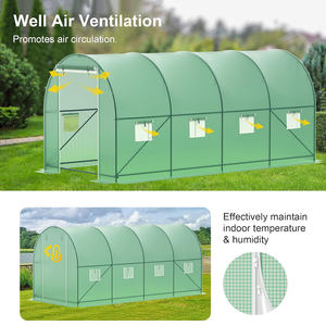 Serre-tunnel robuste avec 6 fenêtres en maille ventilée et porte <span class=keywords><strong>enroulable</strong></span> à glissière - Product Image 6