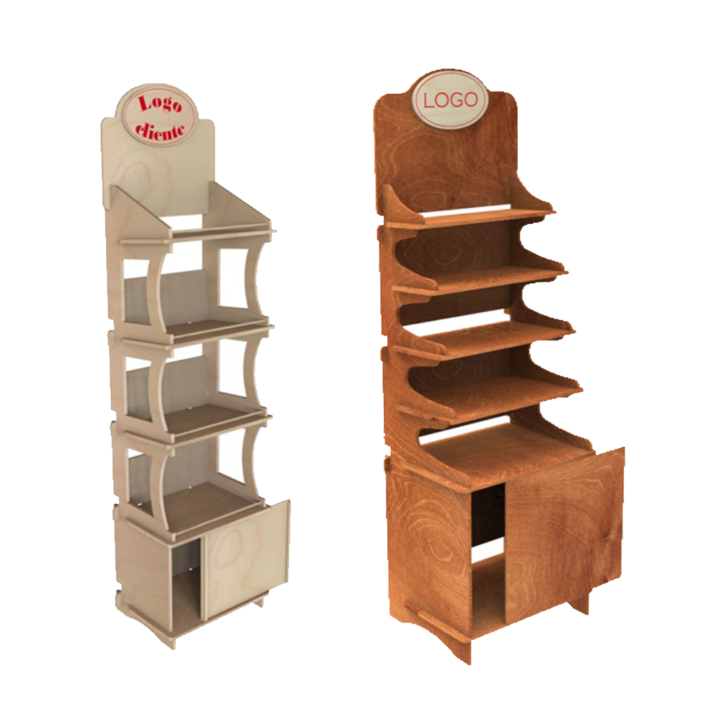 Hot Selling Customized Light Duty Wooden Laminated Plywood Display Racks Supermarket Shelves for Retail Store Display — view 3