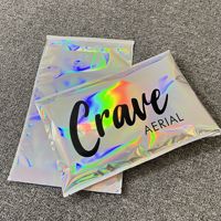 Sac d'expédition postal en plastique métallisé holographique de luxe imprimé et imperméable avec logo, pochette d'expédition en polyéthylène