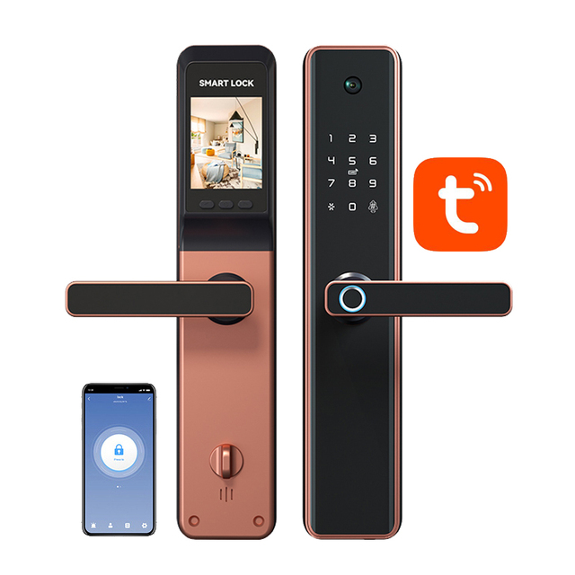 High Security Anti Theft Smart Lock Door Thumbprint Biometric Intelligent Electronic Fingerprint WiFi Tuya Door Lock With Camera