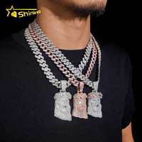 Pendentif religieux Jésus en argent sterling 925 avec moissanite VVS, style hip-hop, pour hommes