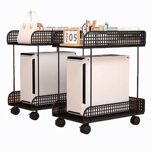 Soporte de Escritorio para Computadora Lida, Base de Plástico y Metal con Ruedas, Almacenamiento de Doble Capa, Diseño Calado - Product Image 2