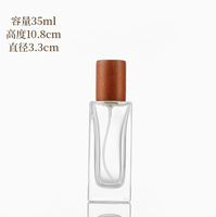 Botol Parfum Kaca Minimalis Persegi dengan Tutup Kayu Alami, Atomizer Parfum Isi Ulang 30-100ml