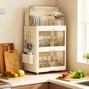 Escurridor de Platos y Tazones de Gran Capacidad, Multicapa, Antipolvo, Tipo Piso, con Tapa, Organizador de Platos para Cocina - Product Image 1