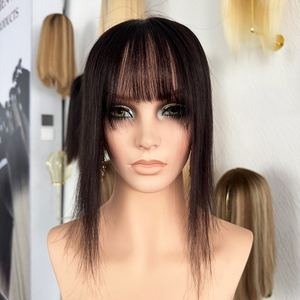 <b>Fringe</b> Topper High Quality Raw European Virgin Hair Blonde Russian Natural Mono Lace Frontal Virgin Hair <b>Fringe</b> Toppers - Product Image 2