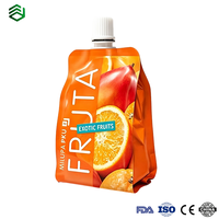 Pochettes souples personnalisées à bec verseur standard pour jus de fruits frais exotiques mélangés, emballage portable pour boissons, personnalisable
