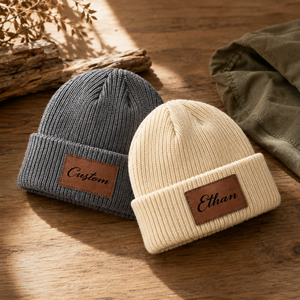 OEM Custom Logo <b>Western</b> Beanie Embroidery Leather Patch High Quality Rustic Unisex Wholesale Supplier Winter <b>Hat</b> - Product Image 3