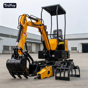 Mini-excavatrice de 1 tonne, mini-excavatrice sur chenilles, petite pelle, CE EPA Euro 5, balayeuse rotative, piqueuse de pieux, marteau piqueur - Product Image 1