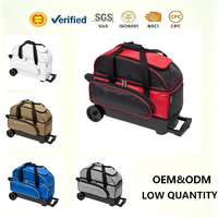 Sac de sport à roulettes en nylon grande capacité 50-70L avec poignée rétractable confortable et compartiment séparé pour chaussures, idéal pour le transport de balles de bowling