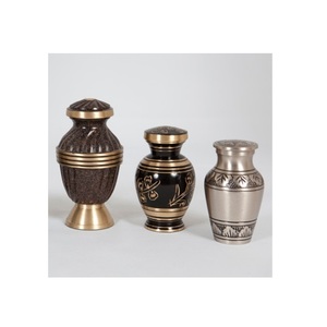 Fournitures de funérailles à bande dorée grise, urne de crémation en laiton, pour adulte, gravée, pour cendres commémoratives, vente en gros - Product Image 6