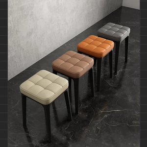 Sgabello impilabile in <span class=keywords><strong>plastica</strong></span> con seduta imbottita, sgabello quadrato trapuntato per <span class=keywords><strong>cucina</strong></span>, sala da pranzo, soggiorno - Product Image 6