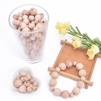 10mm 12mm 16mm 14mm 18mm 20mm High Round Baby Teether Natural Wooden Beads Teether Lotus Natural Wood Bead With Hole For Crafts