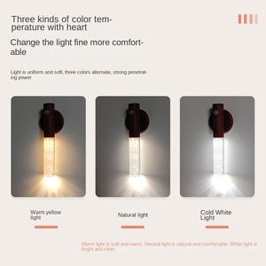 Veilleuse LED tricolore créative moderne alimentée par USB motif en bois ABS pour l'atmosphère de la maison intelligente blanche pour la cuisine de chevet - Product Image 4