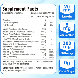 Solilan Chine OEM 60 Bonbons Gélifiés Végans Vitamines pour la Santé des Yeux Zéaxanthine Lutéine Soutien à la Lumière Bleue HALAL GMP ISO Adulte - Product Image 3