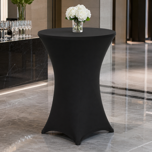 High Quality Black Cocktail Spandex Table Cover <b>Round</b> Highboy Stretch Fitted <b>Tablecloth</b> For Hotel Banquet - Product Image 1