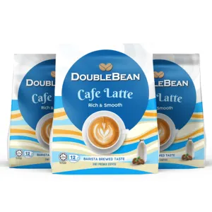 Doublebean café latte 12 sachetes x 25g (300g) halal premium pó de estreia de café instantâneo, café para distribuição de marca