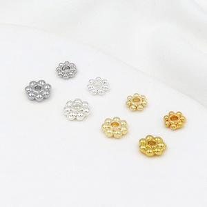 Flower Spacer <b>Beads</b> Alloy Plated Gold <b>Silver</b> White For Bracelet Making 4mm D93 - Product Image 4