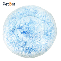 Coussin rond confortable personnalisé Petora, amovible, lavable, lit de luxe pour chien et chat