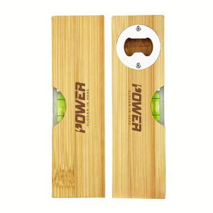Sacacorchos y abridor de botellas de cerveza multifunción de bambú personalizado al por mayor con medidor de nivel para el hogar - Product Image 1