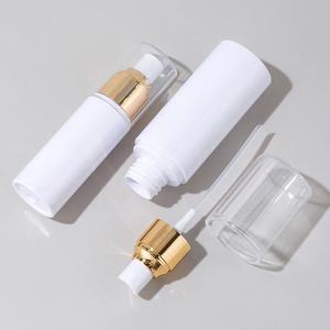 1 унция 50 мл 60 мл 80 мл 100 мл Роскошная Красивая Косметика прозрачная белая пластиковая сывороточная бутылка с золотым насосом Золотая Лидс - Product Image 4