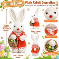 Figurine Lapin de Pâques en Peluche Pafu, Décoration de Table Printanière pour la Maison avec Accessoire Carotte et Fleur, Cadeau de Pâques