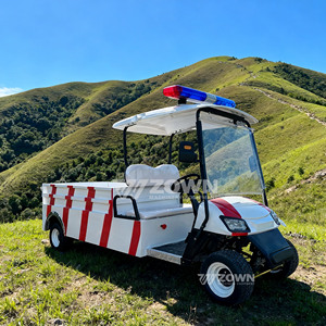 Electric Utility Cart with Red <b>White</b> Stripes and Open <b>Cargo</b> Bed for Outdoor Use - Product Image 4