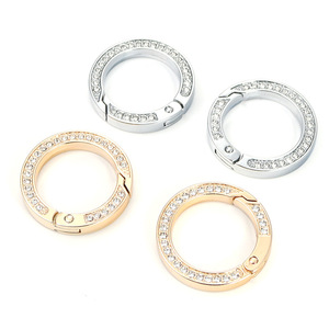 Anelli a molla in <span class=keywords><strong>metallo</strong></span> con finitura lucida lucida di alta qualità anello a scatto rotondo cerchi in <span class=keywords><strong>metallo</strong></span> con diamanti Bling all'ingrosso - Product Image 3