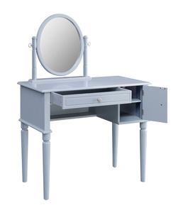 HANYEE – meuble de chambre à coucher moderne, miroir rond <span class=keywords><strong>bleu</strong></span>, Tocador, coiffeuse en <span class=keywords><strong>bois</strong></span> - Product Image 3