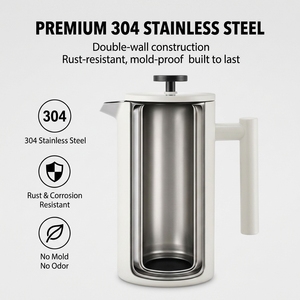 Cafetière moderne 350-1000 ml, infuseur à thé, type presse, portable, en acier inoxydable, double paroi, avec couvercle, pour la cuisine - Product Image 4