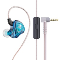 Écouteurs intra-auriculaires QKZ-AK8 Bass avec câble OFC de 120 cm, connecteur audio de type L, microphone mains libres, coque colorée pour écoute personnelle