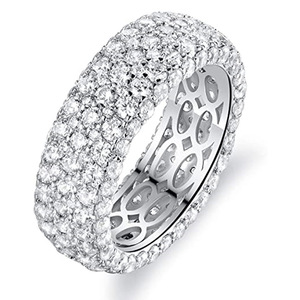 F1648 Anello di Lusso da Donna con Diamante Naturale Taglio Brillante Rotondo Colore G in Oro Bianco 14K per Matrimonio - Product Image 2