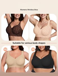 Sujetador de gel de cobertura total para tallas grandes, sin aros, con realce lateral, antideslizante, con tirantes anchos ajustables, transpirable, ropa interior femenina - Product Image 6