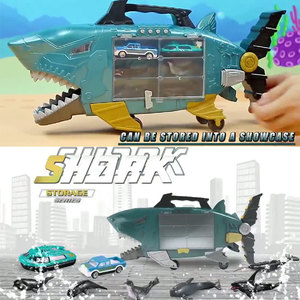 Nouvelle boîte de rangement portable pour jouets requins avec animaux marins et voitures miniatures à roues libres, jouets pour enfants - Product Image 6