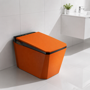 Inodoro Inteligente de Color Naranja con Marco Negro, Bidé de Una Pieza, Forma Cuadrada, Sin Borde, Descarga Automática, Asiento con Calefacción, Panel Táctil - Product Image 2