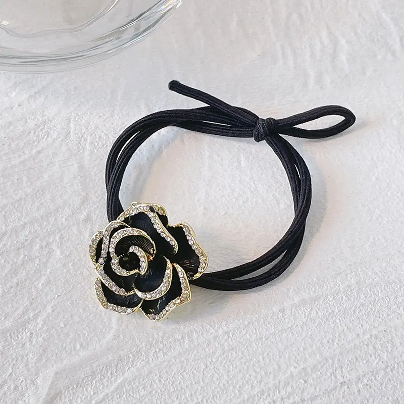 Accessoorios De Mujer Camellia Haarschleife Haarschleife Designer-Gummibänder Rosenblume elastisches Haarband Mädchen Pferdeschwanz